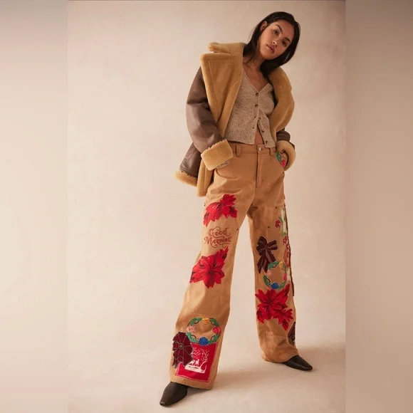 Free People We the Free Bright Time Craft Embroidered Pants MSRP $298 - Picture 6 of 16